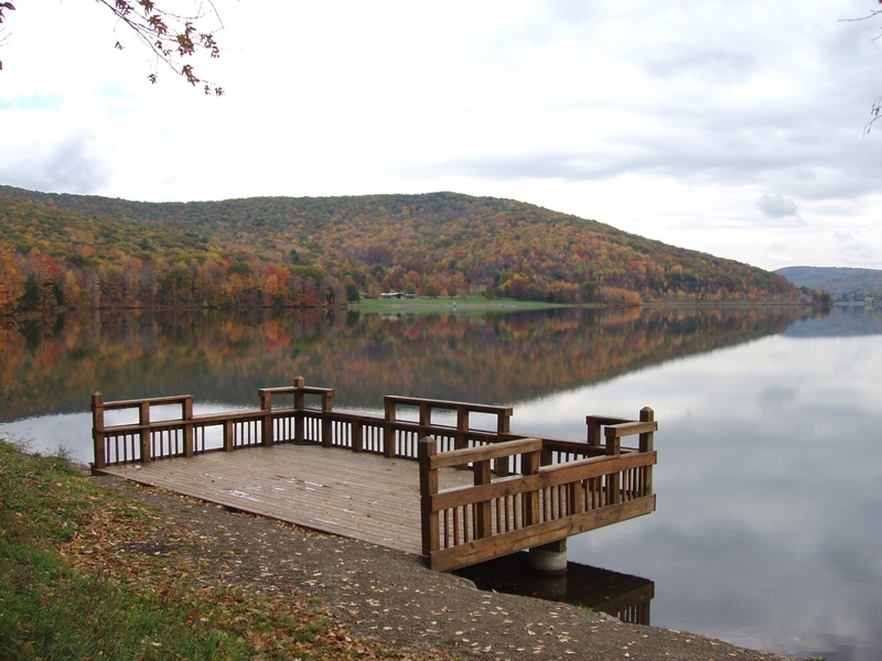 Quaker Lake Fishing Platform at Allegany State Park. Credit: Tom Livak