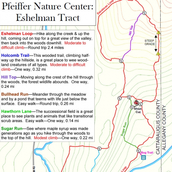 Preview of the Map of the Eshelman Trails at Pfeiffer Nature Center