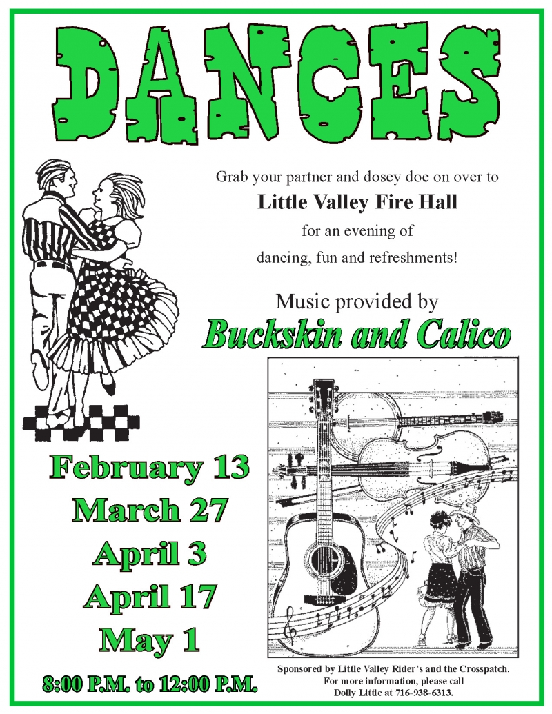Poster about the Country Western Dances at the Little Valley Fire Hall