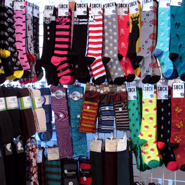 sock display at Purple Doorknob