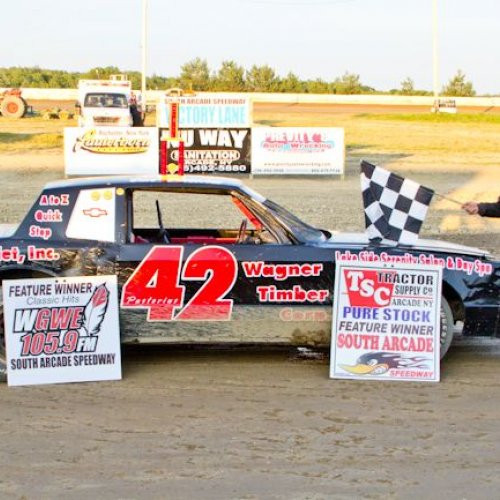 Photo of a winner at previous South Arcade Speedway